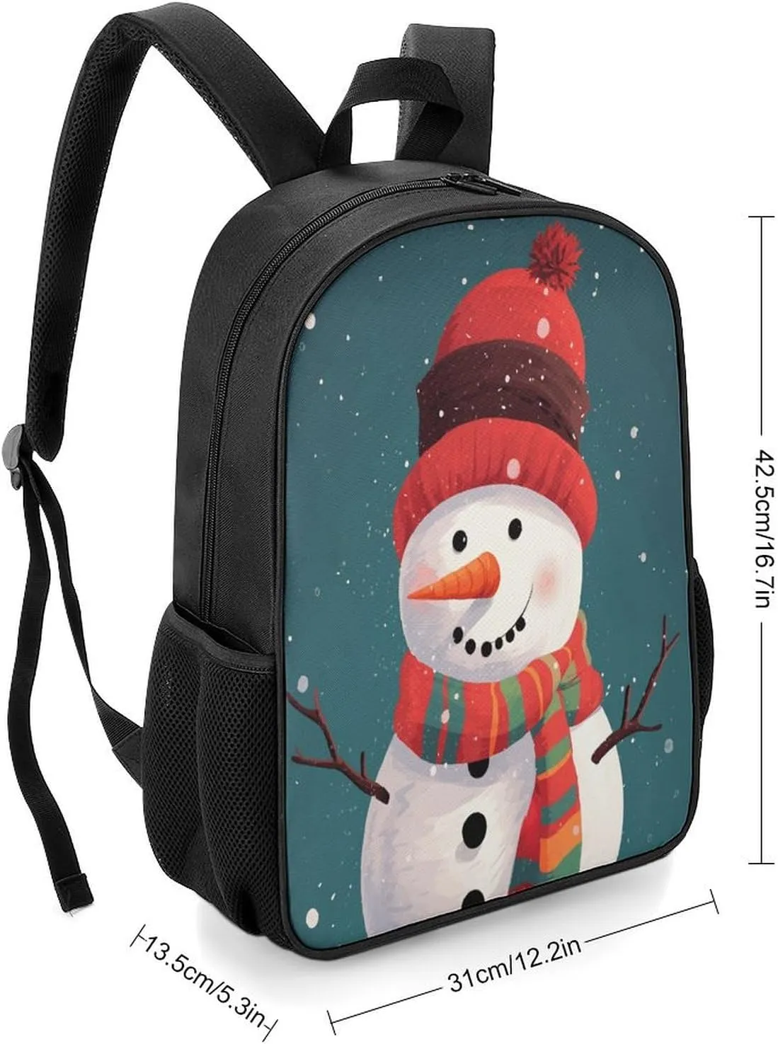 Lightweight Backpacks Cute Travel Bag Durable Xmas Snowman Printing Small Travel Backpack For Women & Men