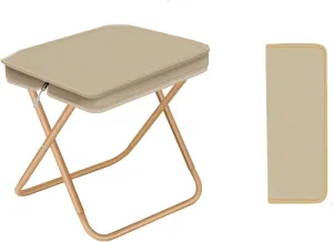 Lightweight Camp Stool for Outdoor, Backpacking, Travel, Hiking, Fishing, Portable Folding Camping Stool, Lightweight Zipper Packed Folding Chair (Khaki)
