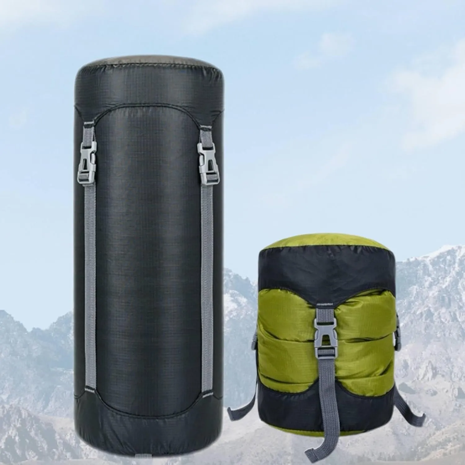 Lightweight Compression Sack,11L/18L/30L/45L/52L,Lightweight Sleeping Bag Compression Sack Great for Backpacking, Hiking and Camping,Black/Green.