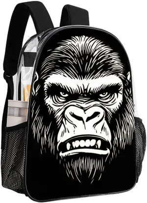 Lightweight Daypack Backpack for Sports Travel Running - Large Capacity Multipurpose Transparent Bookbag, Cool Gorilla Monkey Black Laptop Backpack Daypack