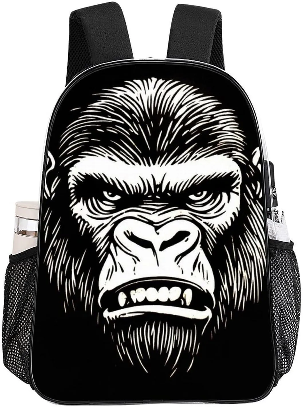 Lightweight Daypack Backpack for Sports Travel Running - Large Capacity Multipurpose Transparent Bookbag, Cool Gorilla Monkey Black Laptop Backpack Daypack