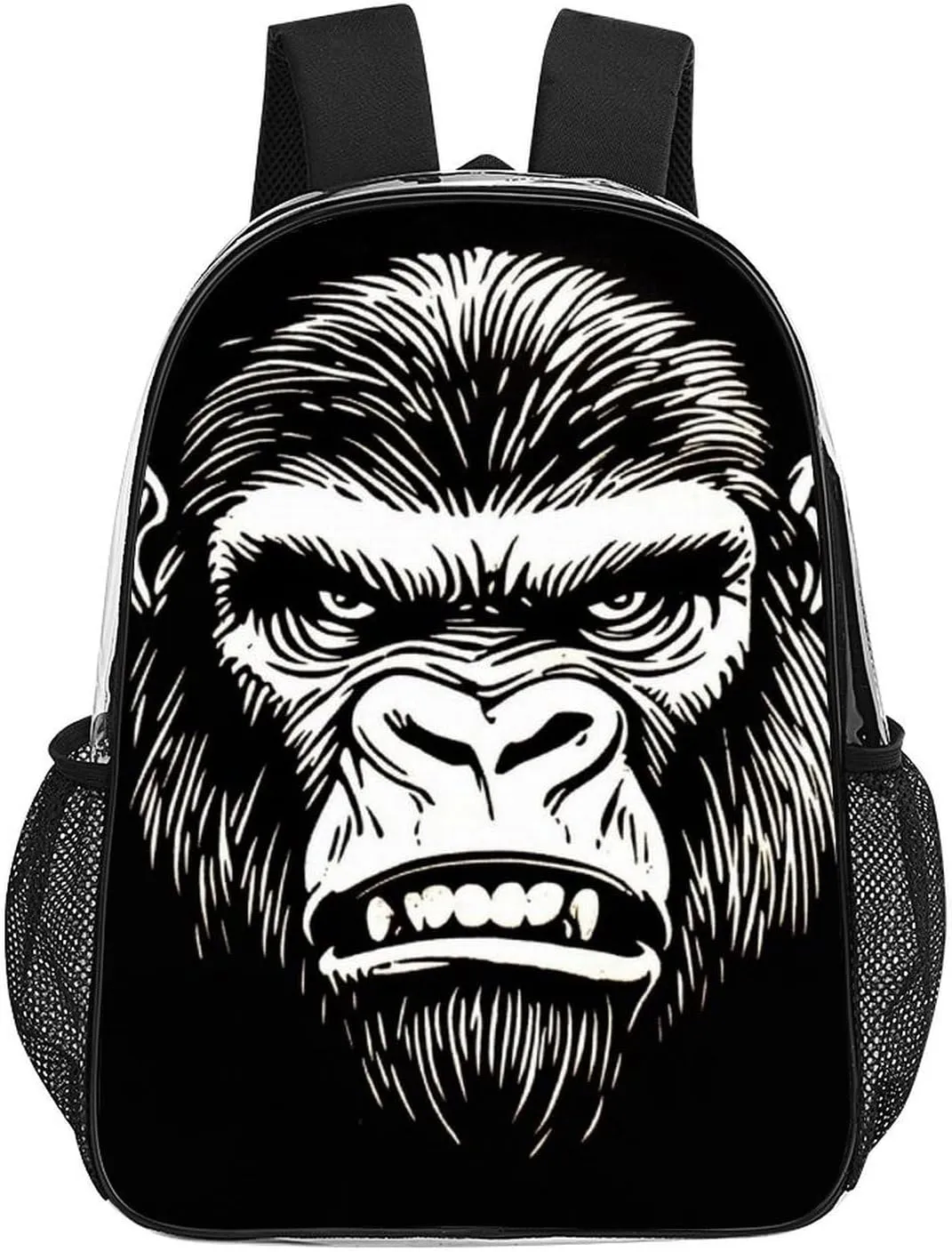 Lightweight Daypack Backpack for Sports Travel Running - Large Capacity Multipurpose Transparent Bookbag, Cool Gorilla Monkey Black Laptop Backpack Daypack