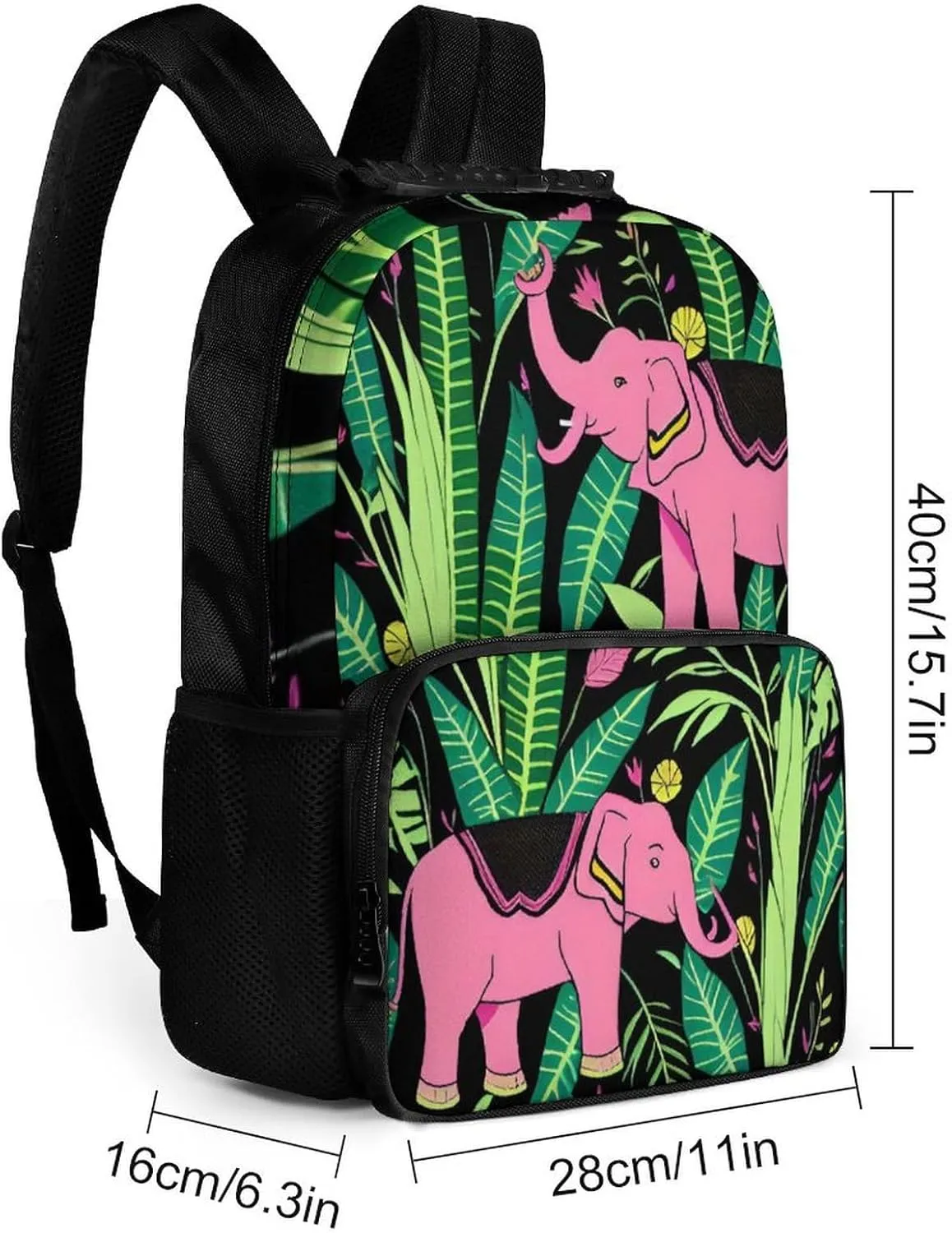 Lightweight Daypack Backpack for Trekking Work Running - Big Capacity Multipurpose Anti-Theft Bookbag, Pink Elephant Banana Leaf Art Business Computer Bag