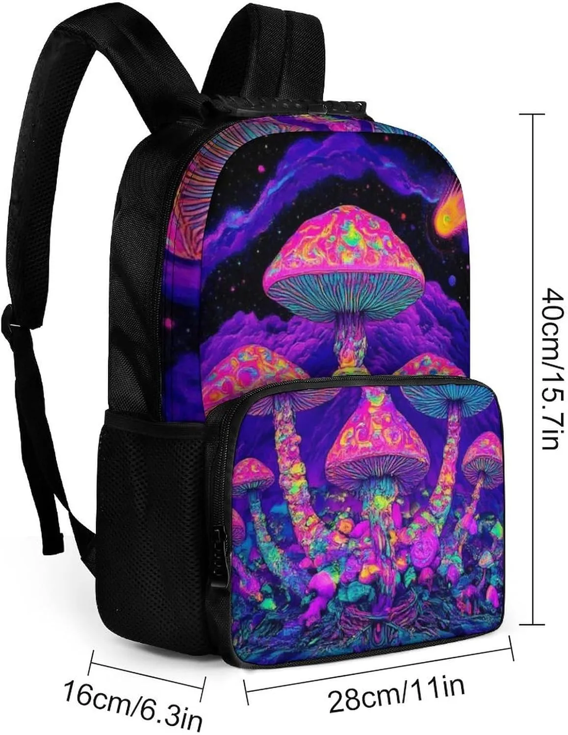 Lightweight Daypack Backpack for Trekking Work Running - Big Capacity Multipurpose Anti-Theft Bookbag, Trippy Purple Mushrooms Business Computer Bag
