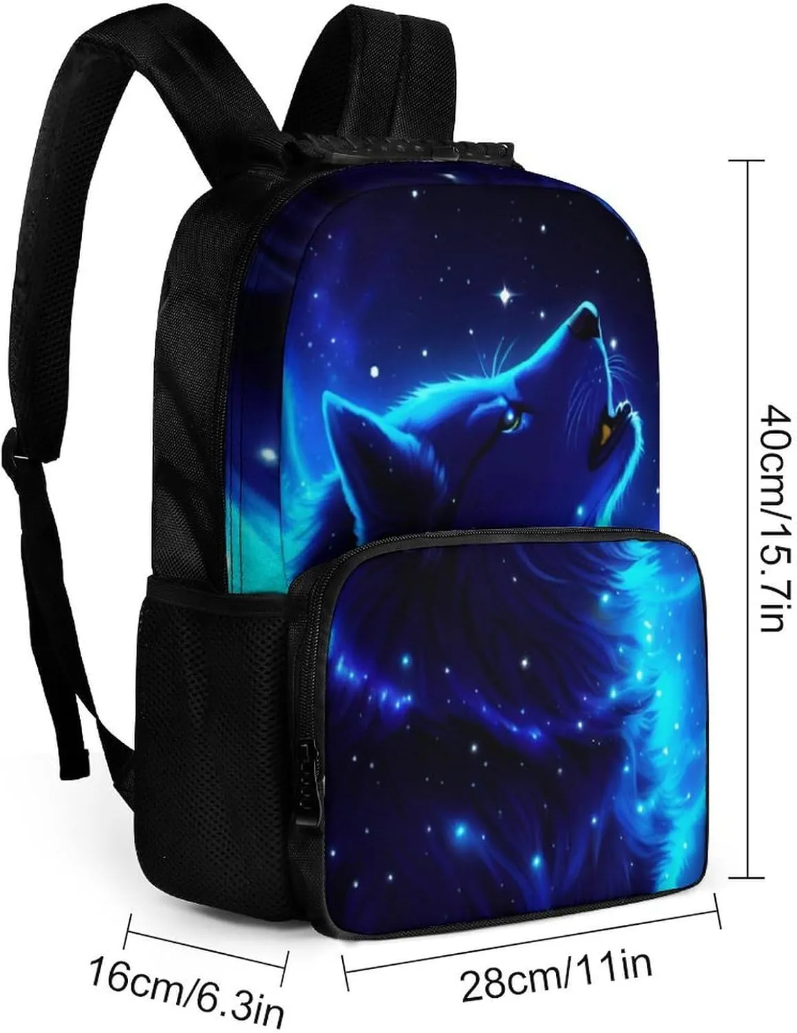 Lightweight Daypack Bookbag for Trekking Business Walking Cycling - Big Capacity Anti-Theft Multipurpose Carry On Bag, Blue Universe Galaxy Magic Wolf In The Space Art Business Computer Bag