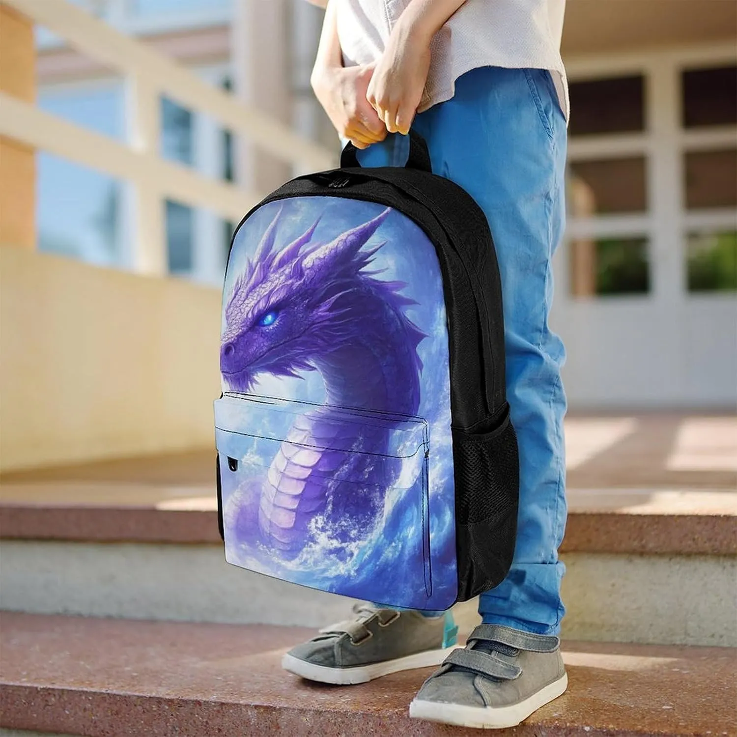 Lightweight Daypack Bookbag for Trekking Business Walking Cycling - Big Capacity Anti-Theft Multipurpose Carry On Bag, Purple Dragon Business Computer Bag