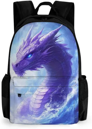 Lightweight Daypack Bookbag for Trekking Business Walking Cycling - Big Capacity Anti-Theft Multipurpose Carry On Bag, Purple Dragon Business Computer Bag