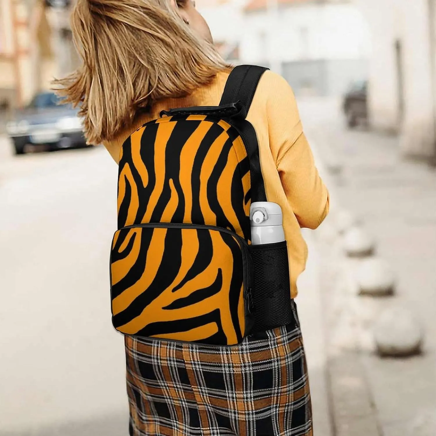 Lightweight Daypack for Camping Business Walking Cycling - Large Capacity Anti-Theft Multipurpose Bookbag, Animal Print Tiger Stripe Gym Outdoor Hiking Backpack