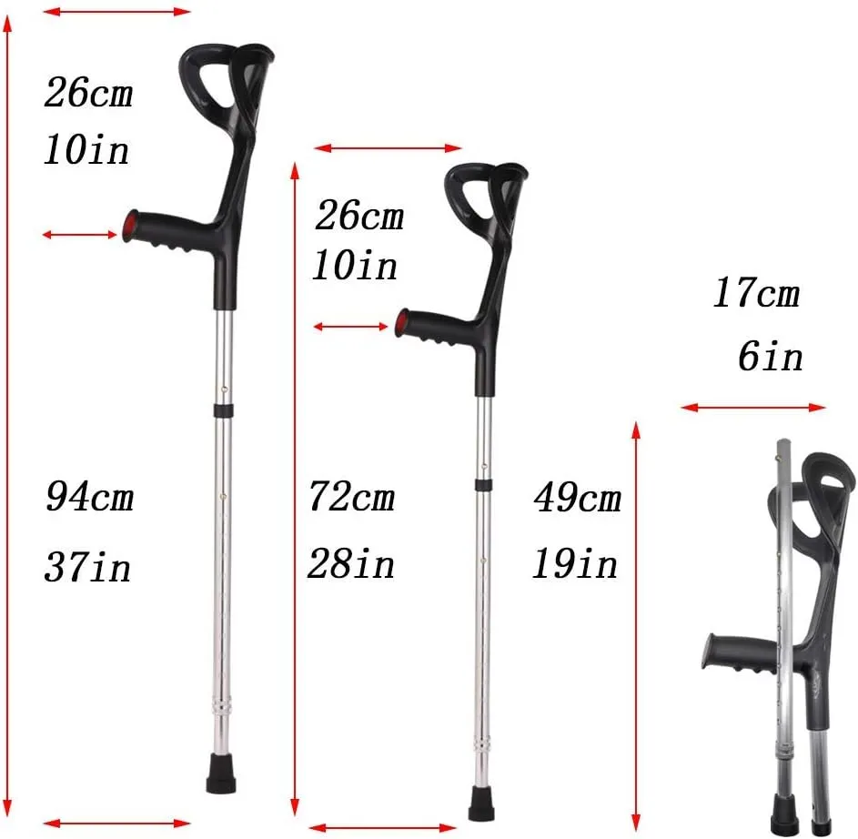 Lightweight Foldable Forearm Crutch, Aluminum Walking Stick,Height Adjustable, Ergonomic Handle with Comfortable Grip 2ZG-02BM (Silver)