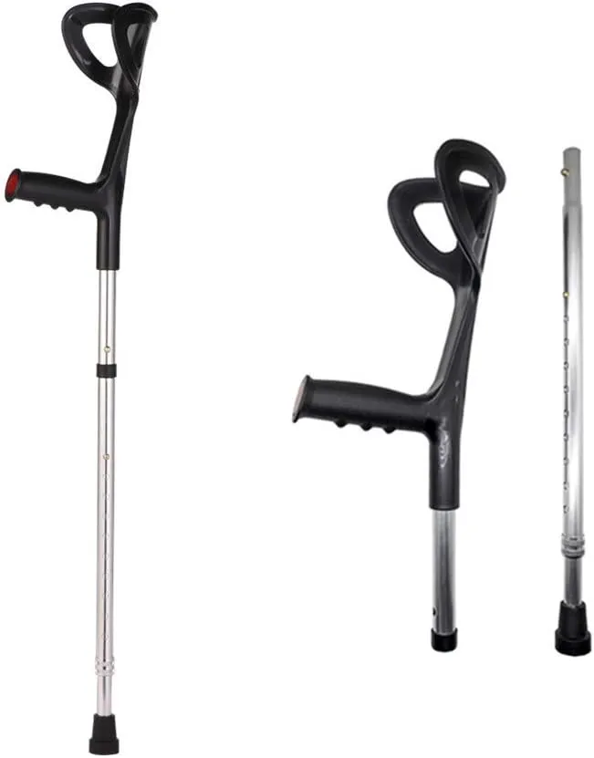 Lightweight Foldable Forearm Crutch, Aluminum Walking Stick,Height Adjustable, Ergonomic Handle with Comfortable Grip 2ZG-02BM (Silver)