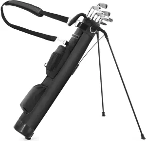 Lightweight Golf Stand Bag, Portable Golf Bag with Insulated Cooler Pocket, Easy to Carry and Auto-Fold Stand, Ideal for Driving Range, Pitch n Putt, Par 3, Executive Courses, Black
