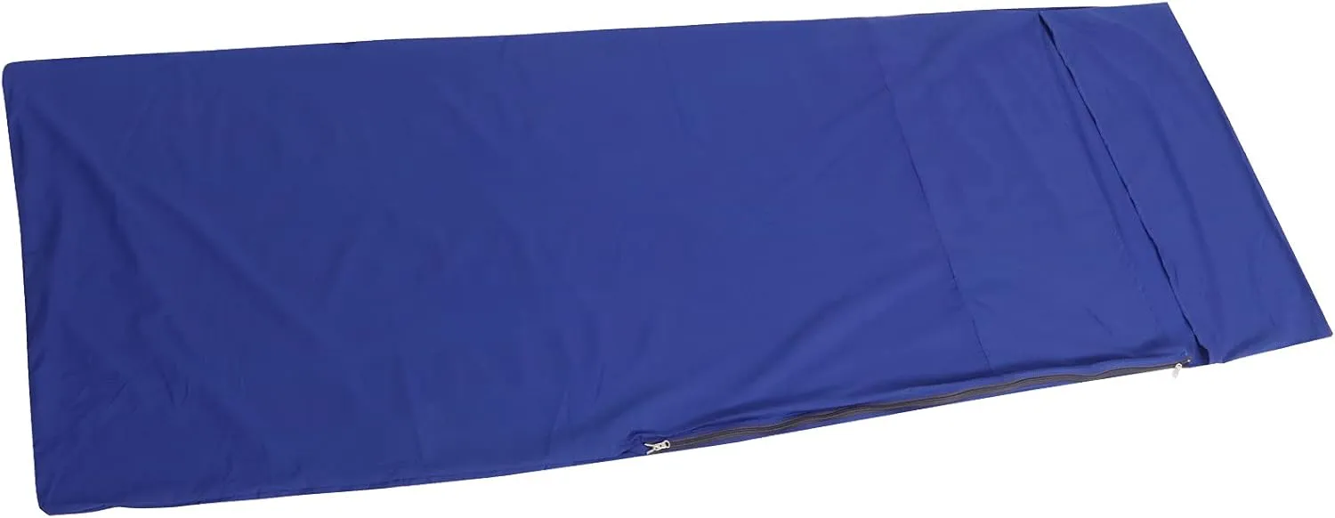 Lightweight Pure Cotton Sleeping Bag Liner, Outdoor Camping Sleeping Sack with Side Zipper, Hotel AntiDirty Sheets, Blue