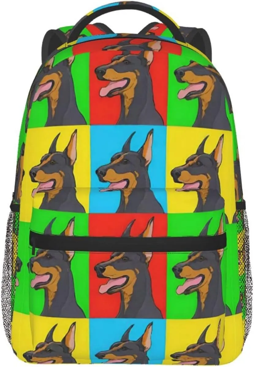 Lightweight Rucksack for Sports Travel Running - Big Capacity Multipurpose Anti-Theft Bookbag, Doberman Pinscher Dogs Art Travel and Sport Backpack Rucksack