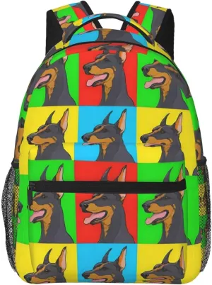 Lightweight Rucksack for Sports Travel Running - Big Capacity Multipurpose Anti-Theft Bookbag, Doberman Pinscher Dogs Art Travel and Sport Backpack Rucksack