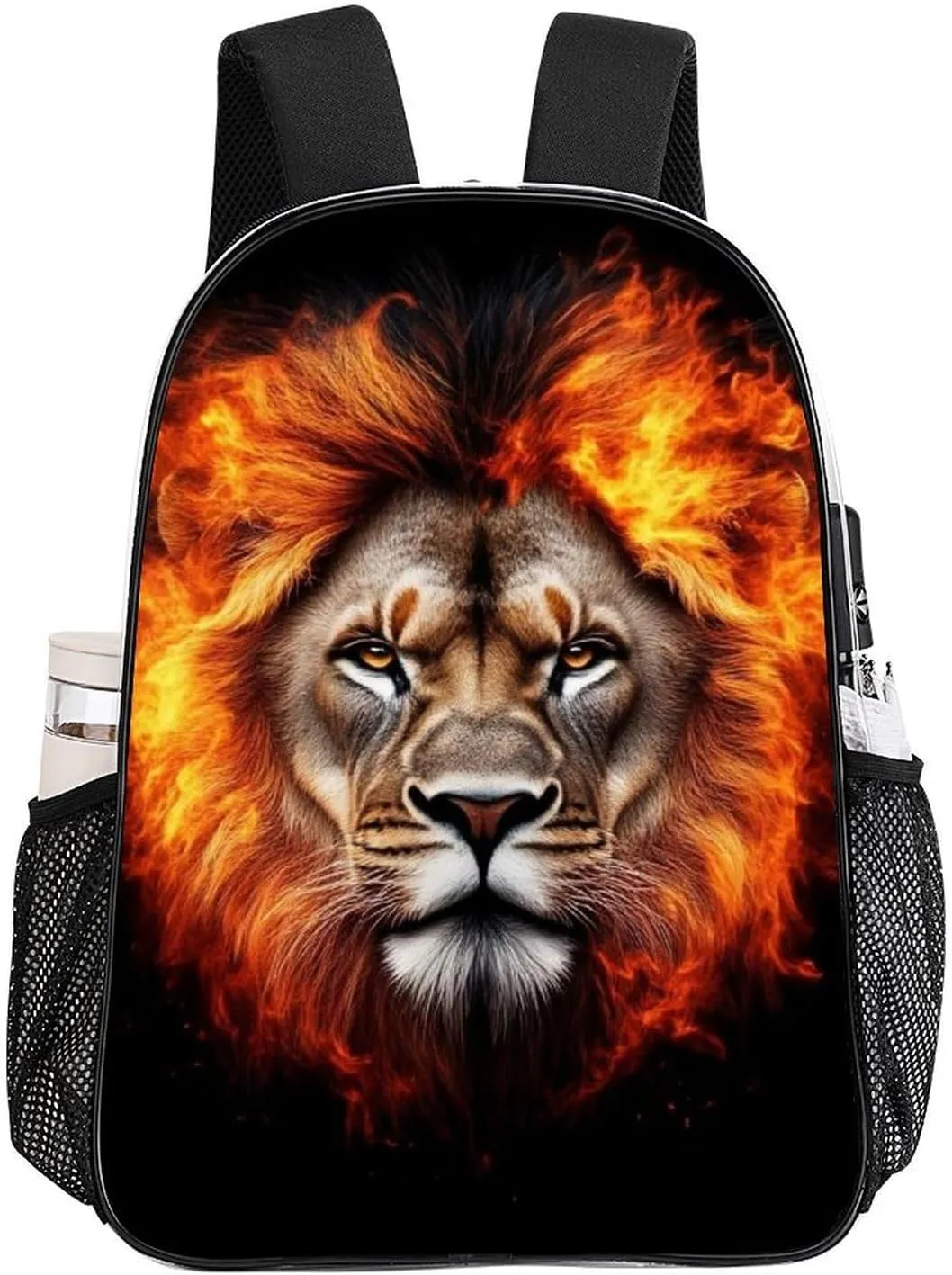 Lightweight Rucksacks for Climbing Outdoors Walking Cycling - Large Capacity Transparent Multipurpose Carry On Bag, Cool Flaming Lion Fire Art Camping Outdoor Backpack
