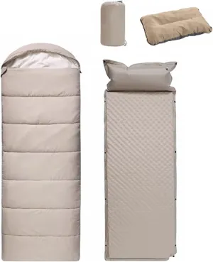 LIJX Sleeping Bags for Adults Outdoor Camping, Thicker Four Seasons Universal Model Travel Quilt Dual-use Camping Sleeping Bags (Color : Beige A, Size : 1.6kg)