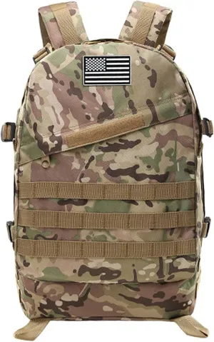 LIMHOO Camo Backpack, 40L Military Tactical Backpack, Hiking Trekking Rucksack with USA Flag Patch (CP Camo)