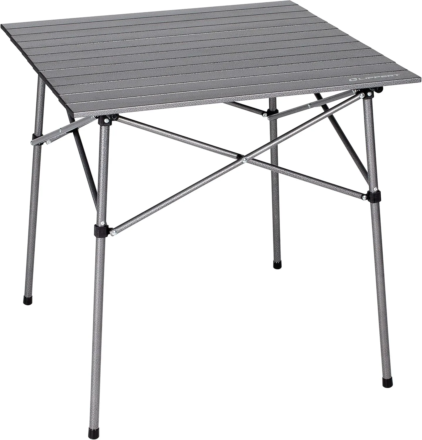 Lippert HD Hybrid Foldable Camp Table with Carry Bag White 27 1/2” x 27 1/2” x 27 1/2" (H x W x D),Hammer Grey