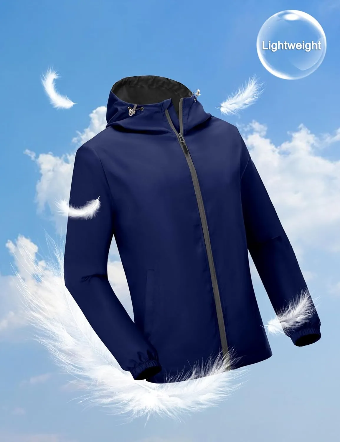 Little Donkey Andy Men’s Lightweight Breathable Windbreaker Golf Jacket UPF50  Windproof Outdoor Running Coat