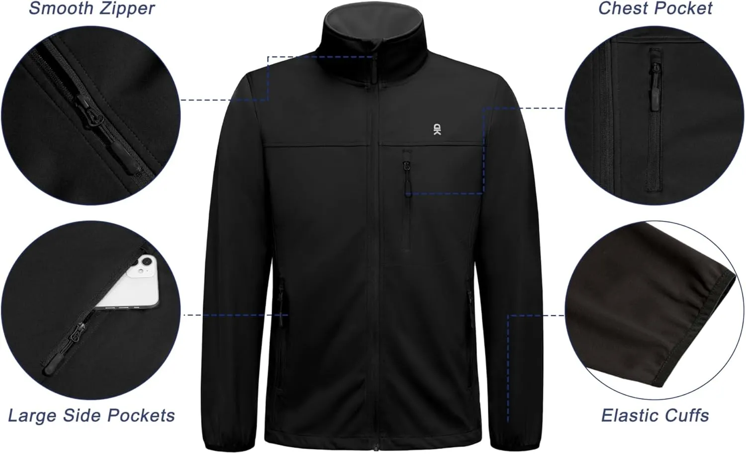 Little Donkey Andy Men's Lightweight Softshell Jacket Windbreaker for Running Travel Hiking, Windproof, Water-resistant