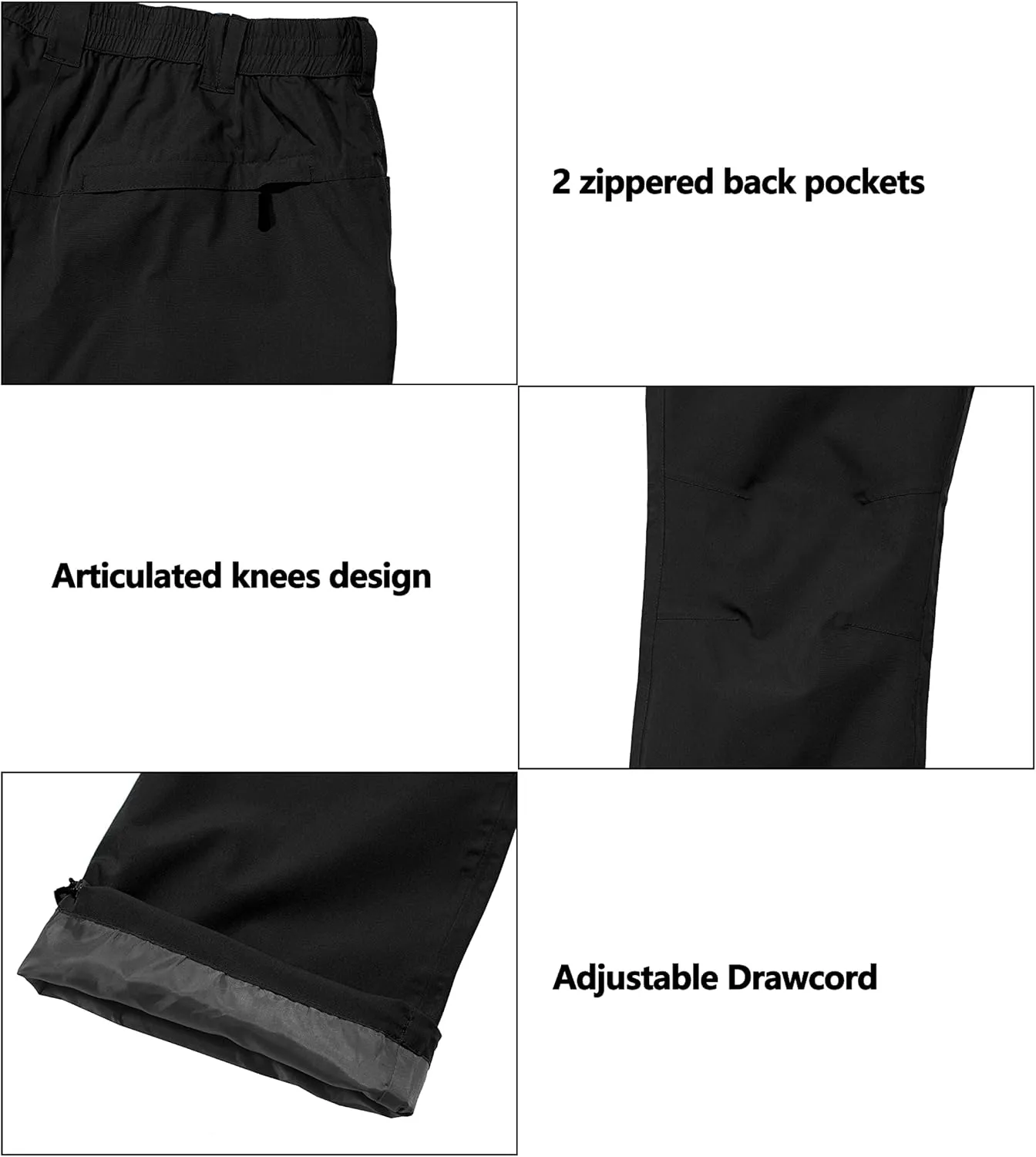 Little Donkey Andy Mens Rain Pants Waterproof Lightweight Breathable Rainproof Pants for Hiking Golf Fishing