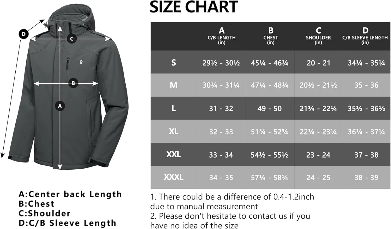 Little Donkey Andy Men's Warm Sherpa Lined Winter Softshell Jacket Windproof Mountain Ski Snow Coat with Removable Hood
