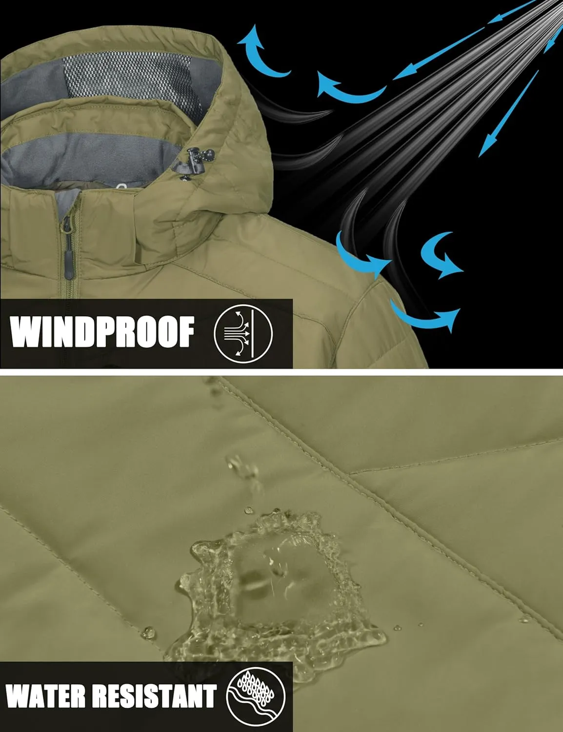 Little Donkey Andy Men's Warm Ski Jacket Water Resistant Insulated Snowboarding Jacket Windproof Winter Snow Coat