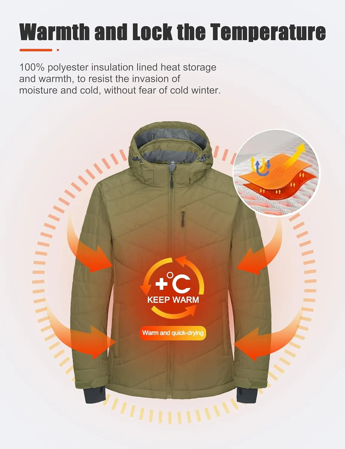 Little Donkey Andy Men's Warm Ski Jacket Water Resistant Insulated Snowboarding Jacket Windproof Winter Snow Coat