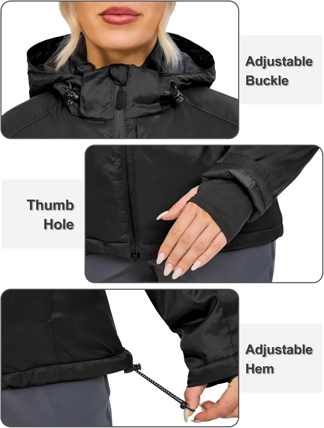 Little Donkey Andy Women's Heat Reflective Winter Warm Jackets with Hooded Water Resistant Windbreaker for Ski Snow Coat
