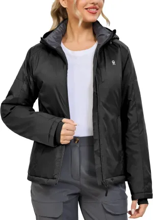 Little Donkey Andy Women's Heat Reflective Winter Warm Jackets with Hooded Water Resistant Windbreaker for Ski Snow Coat
