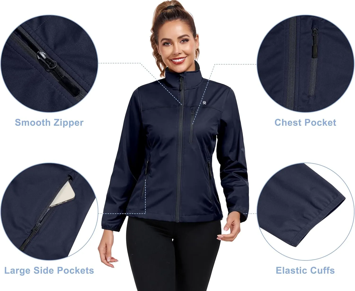 Little Donkey Andy Women's Lightweight Softshell Jacket Windbreaker for Hiking Running Golf Travel, Windproof, Waterproof