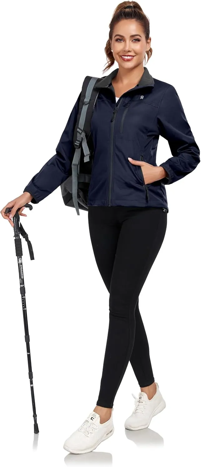Little Donkey Andy Women's Lightweight Softshell Jacket Windbreaker for Hiking Running Golf Travel, Windproof, Waterproof
