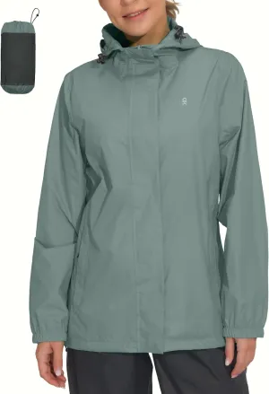 Little Donkey Andy Women's Packable Rain Jacket Waterproof Lightweight Rain Coat with Hood for Golf Cycling Hiking