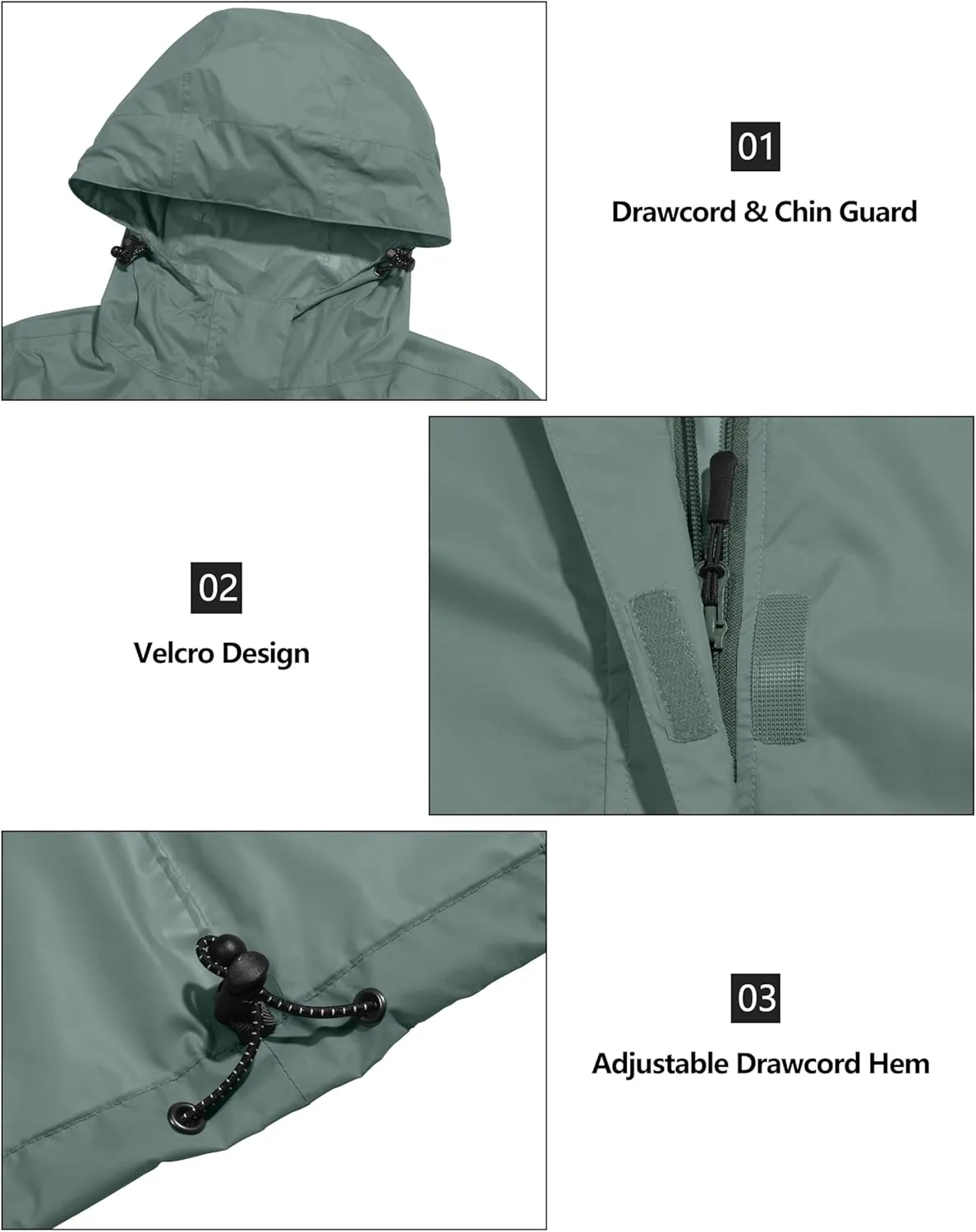 Little Donkey Andy Women's Packable Rain Jacket Waterproof Lightweight Rain Coat with Hood for Golf Cycling Hiking