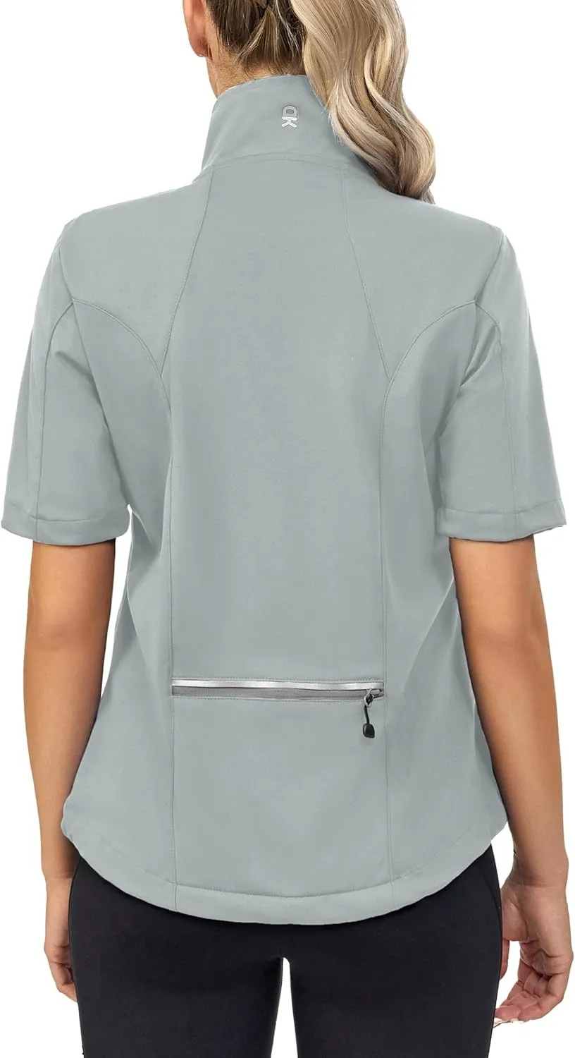 Little Donkey Andy Women's Short Sleeve Jacket Windproof Lightweight Vest for Golf Hiking Running