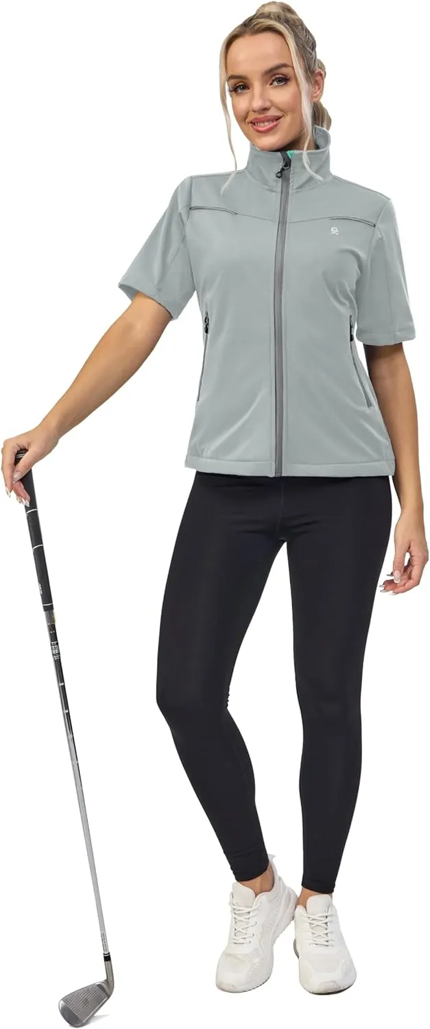 Little Donkey Andy Women's Short Sleeve Jacket Windproof Lightweight Vest for Golf Hiking Running