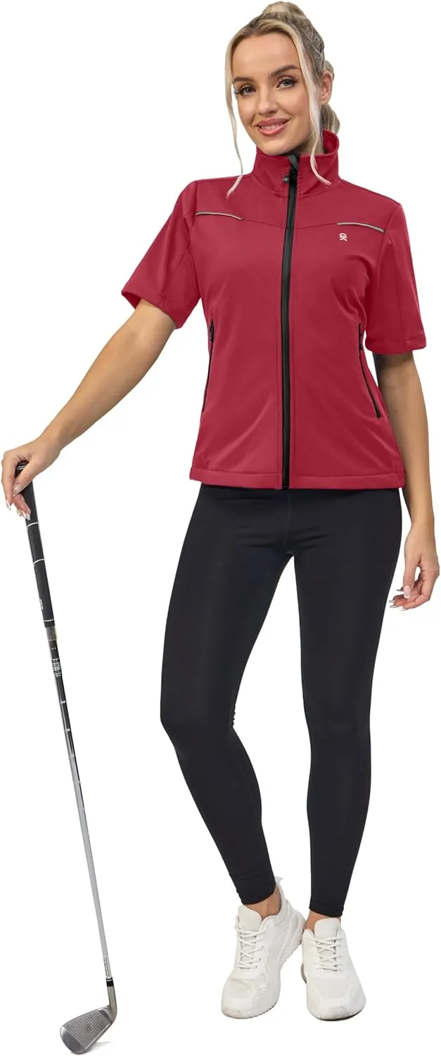 Little Donkey Andy Women's Short Sleeve Jacket Windproof Lightweight Vest for Golf Hiking Running