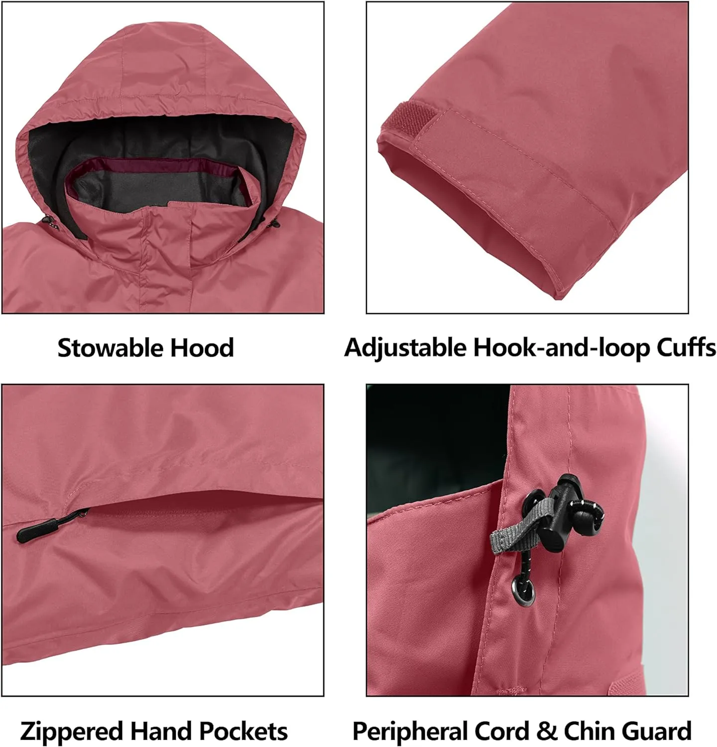 Little Donkey Andy Women’s Waterproof Rain Jacket Lightweight Outdoor Windbreaker Rain Coat Shell for Hiking, Travel