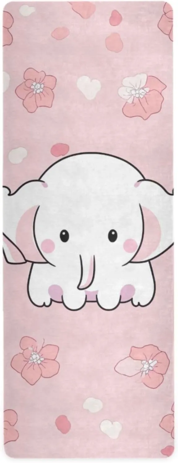 Little Elephant Yoga Mat Pilates Fitness Mats for Floor Exercises Workout Home Gym Travel Anti-Slip Folding Mat with Storage Bag