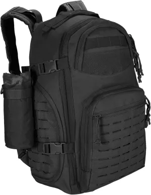 LiveGo 45L Military Tactical Backpack, Hiking Trekking Rucksack with Water Bottle Sleeve - Suitable for Hiking, Climbing, Traveling (Black)