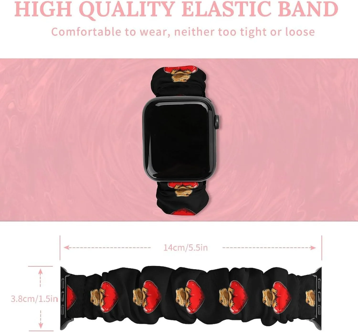 Lizard Love Heart Fashion Watch Strap Scrunchies Wristbands Compatible With IWatch Series