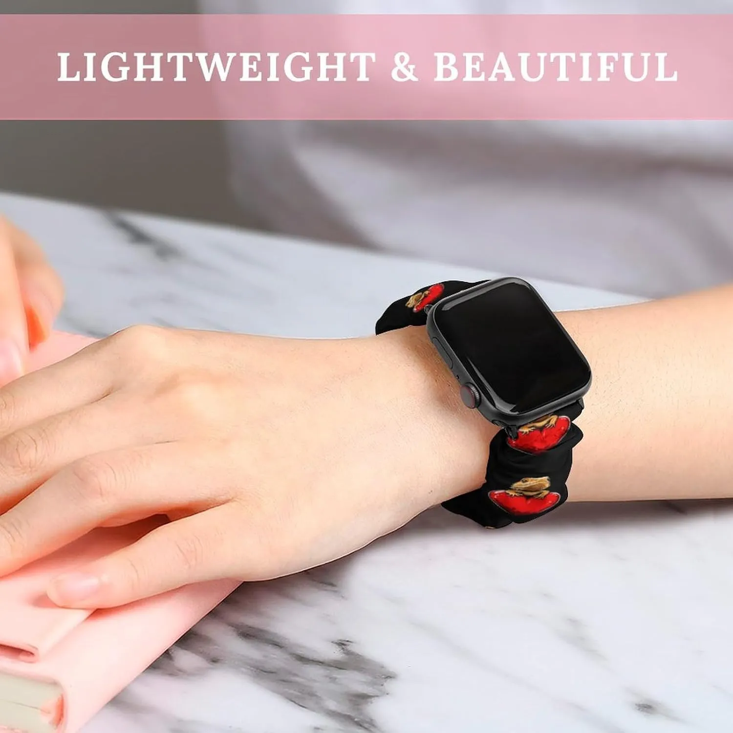 Lizard Love Heart Fashion Watch Strap Scrunchies Wristbands Compatible With IWatch Series