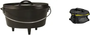 Lodge L10DCO3 Cast Iron Deep Camp Dutch Oven, Pre-Seasoned, 5-Quart and 10 Inch Camp DO Tote Bag,Black