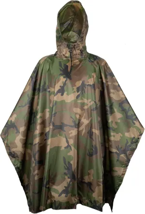 LOOGU Military Poncho, Camo Poncho Waterproof, Emergency Raincoat Lightweight for Outdoor Hunting Hiking Camping