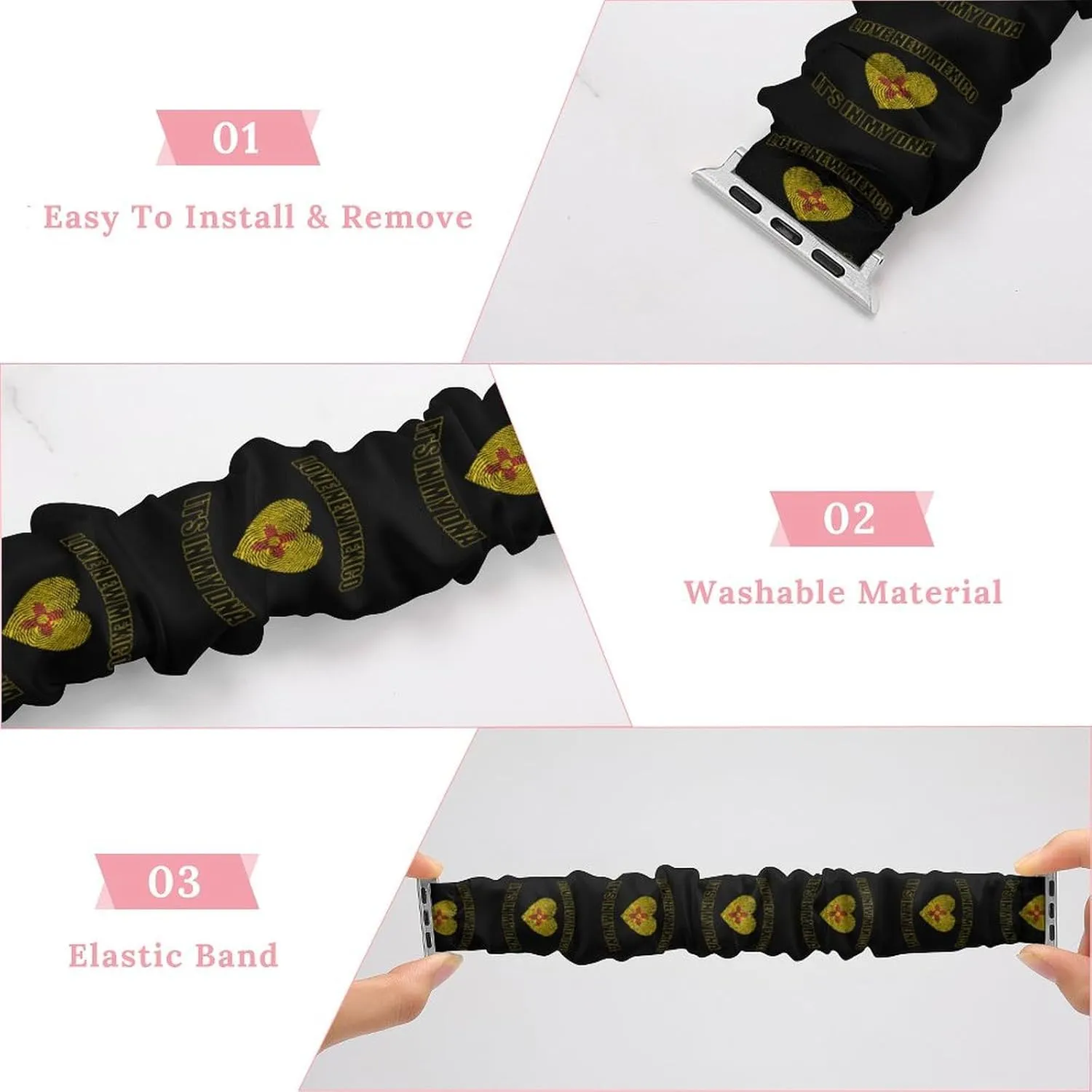 Love New Mexico State My DNA Fashion Watch Strap Scrunchies Wristbands Compatible With IWatch Series