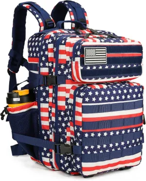 Lovelinks21 45L Tactical Assault Backpack 3 day assault pack with Molle Waterproof backpack Rucksack for Tactical Backpacks (Flag)