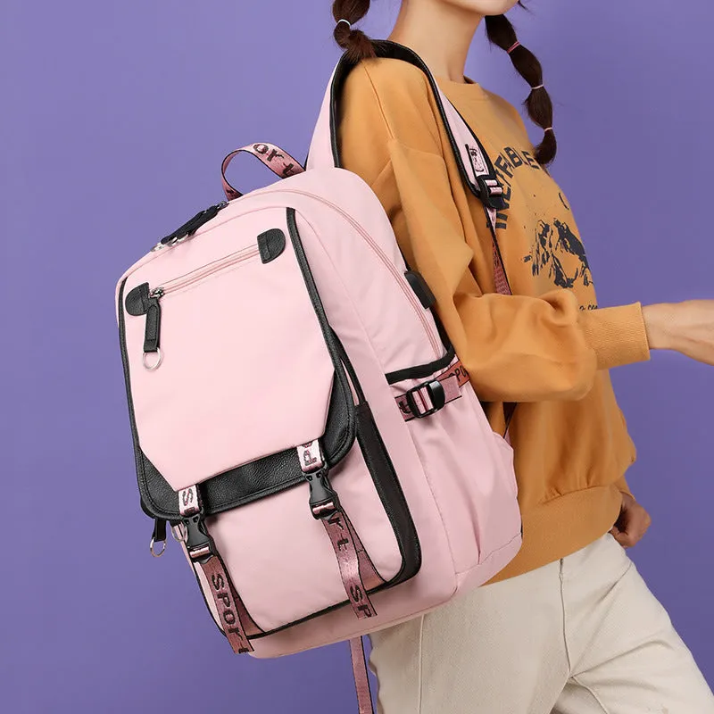 Luminous USB Nylon Student Backpack