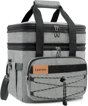 Lunch Bag for Women/Men,2-Tier Reusable Insulated Lunch Box with Adjustable Shoulder Strap, Leakproof Tote Bag Organizer for AdultsTactical Simple Modern Cooler Lunch Box for Work Picnic,Gray