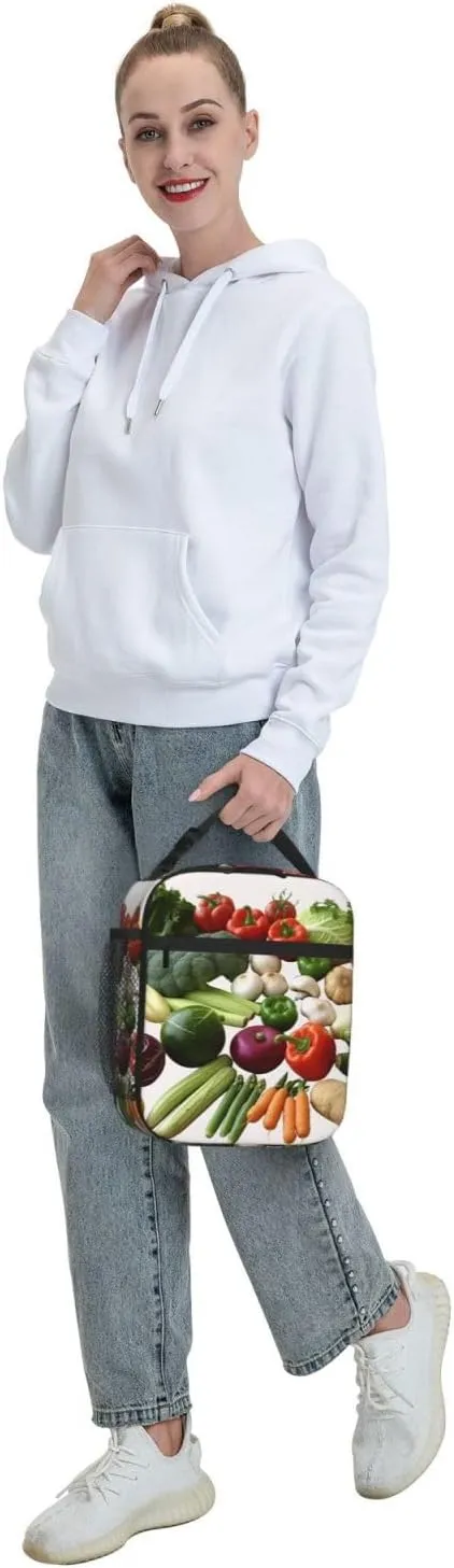 Lunch Box for Women Men Insulated Lunch Bag Introduction of various vegetables Reusable Lunch Tote Bags for Work Office Travel