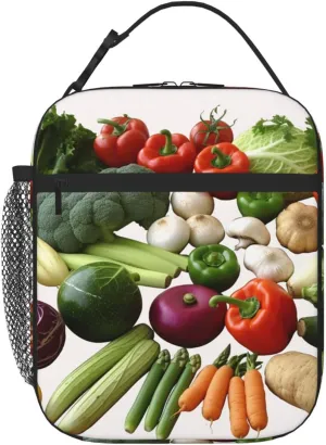 Lunch Box for Women Men Insulated Lunch Bag Introduction of various vegetables Reusable Lunch Tote Bags for Work Office Travel